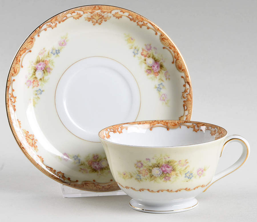 Tan Traditional Footed Cup & Saucer Set by Jyoto-1