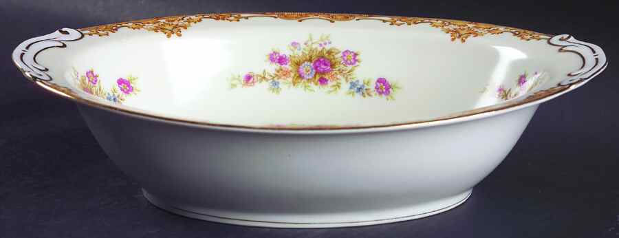 Tan Traditional 10" Oval Vegetable Bowl by Jyoto-1