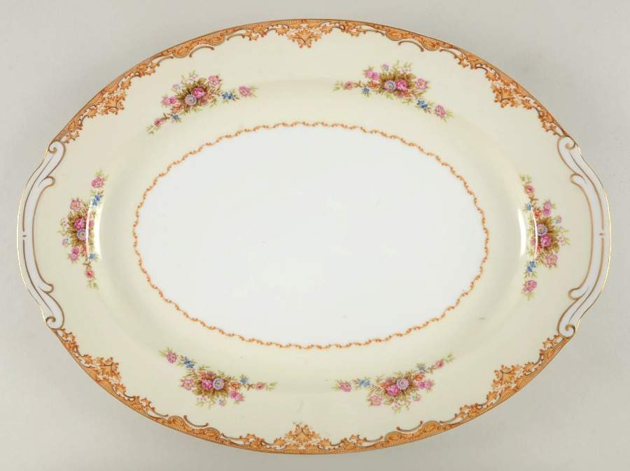 Tan Traditional 16" Oval Serving Platter by Jyoto-1