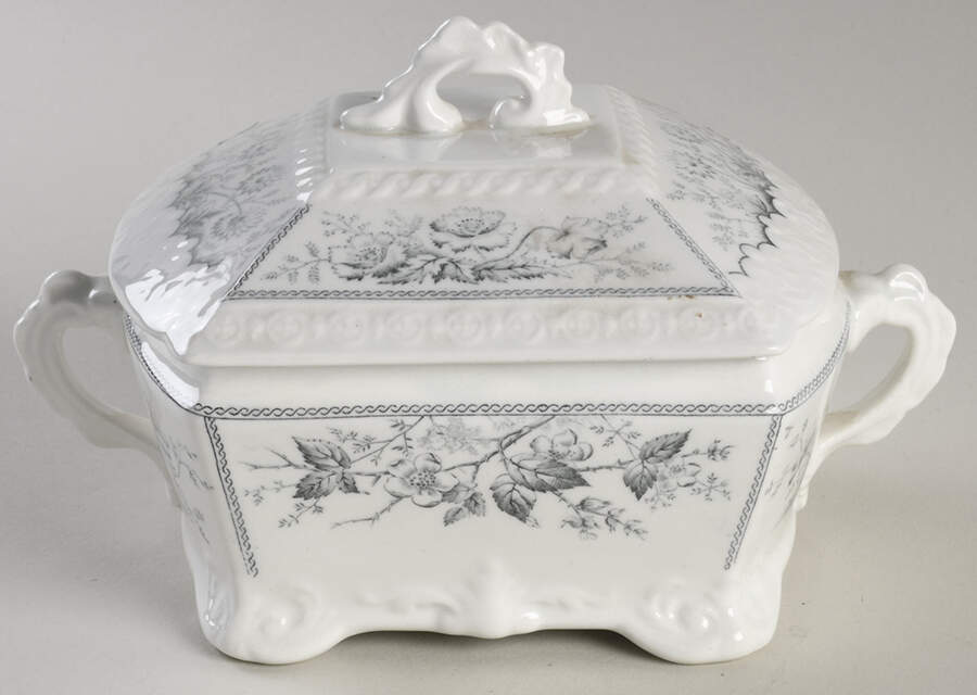 Sylvan Blue (Scalloped) Square Covered Butter by Johnson Brothers-1