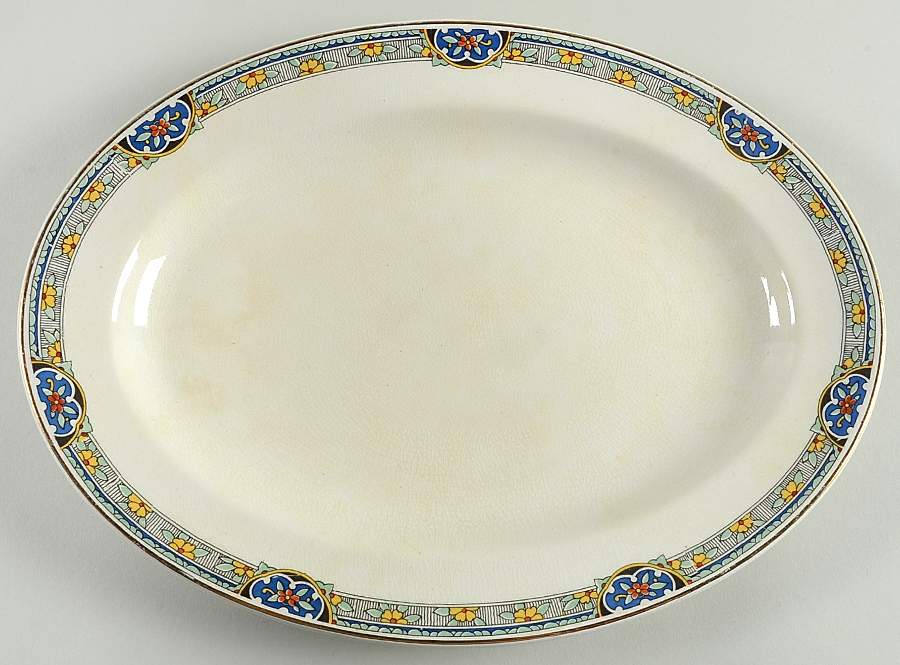 Sheraton (Floral Band on Rim) 11" Oval Serving Platter by Johnson Brothers-1