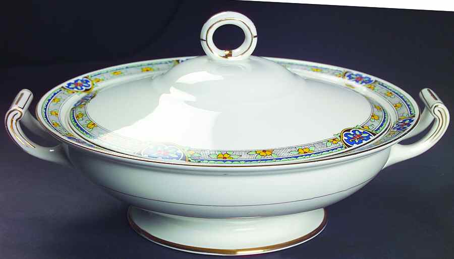 Sheraton (Floral Band on Rim) Round Covered Vegetable by Johnson Brothers-1