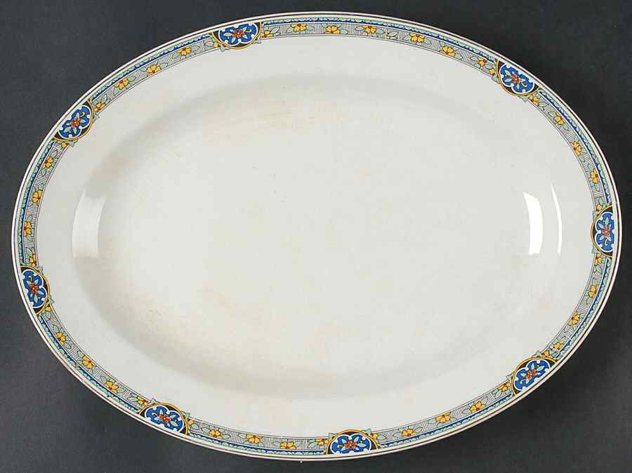 Sheraton (Floral Band on Rim) 14" Oval Serving Platter by Johnson Brothers-1