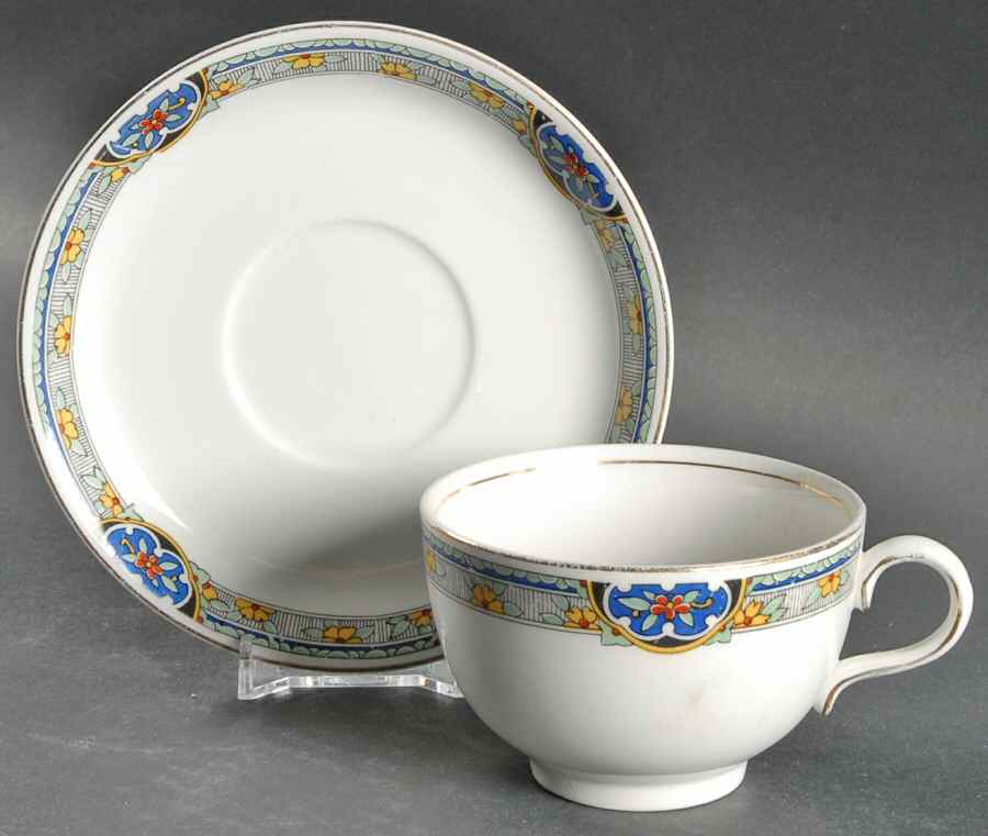 Sheraton (Floral Band on Rim) Footed Cup & Saucer Set by Johnson Brothers-1