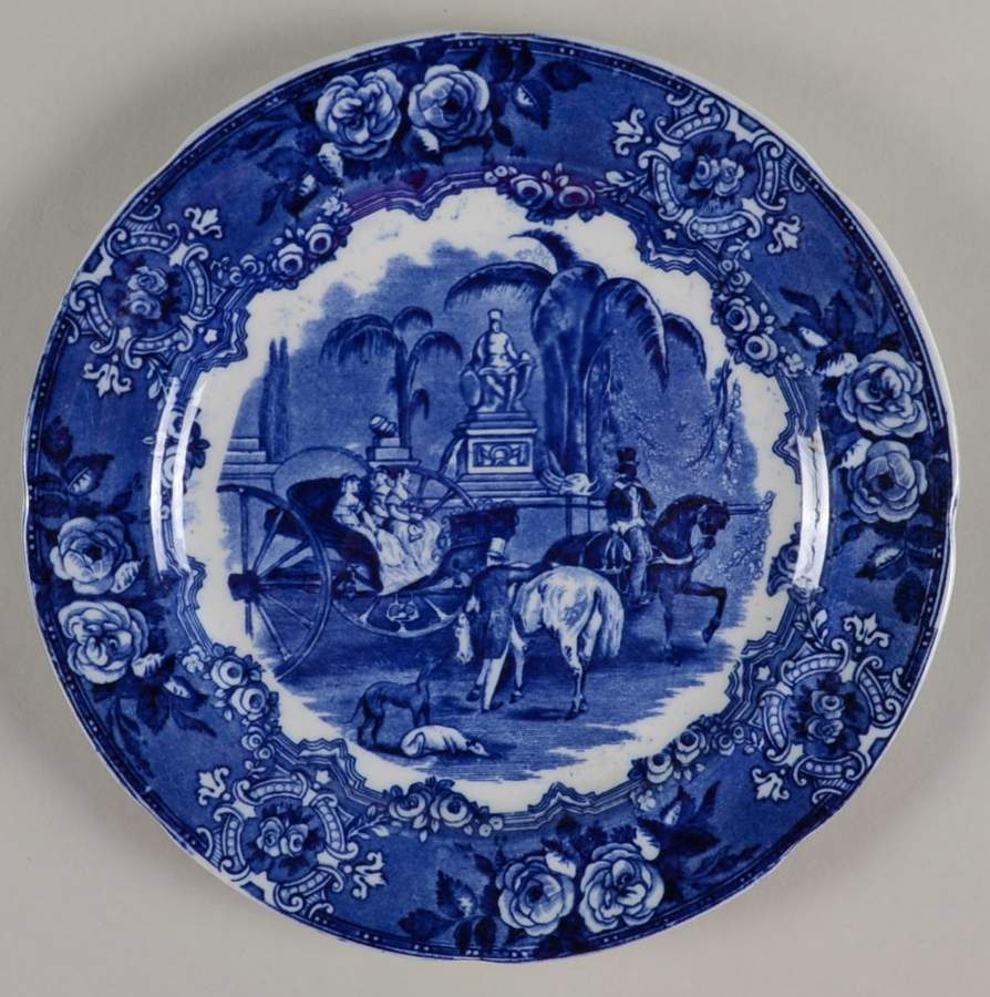 Spanish Festivities Blue Luncheon Plate by George Jones & Sons-1