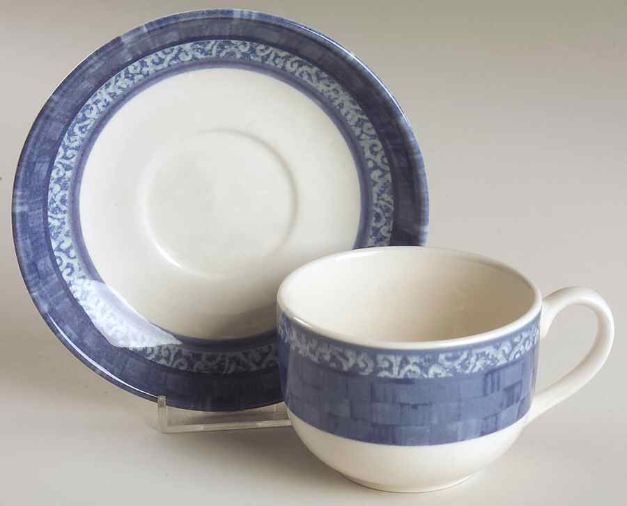 Ice Blue Flat Cup & Saucer Set by Johnson Brothers-1