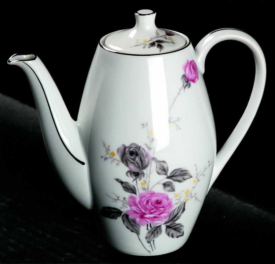 Platinum Rose Mini Coffee Pot & Lid by Japan-1