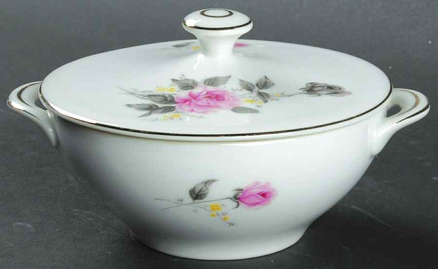 Platinum Rose Sugar Bowl & Lid by Japan-1