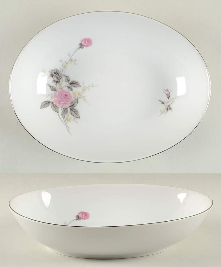 Platinum Rose 10" Oval Vegetable Bowl by Japan-1