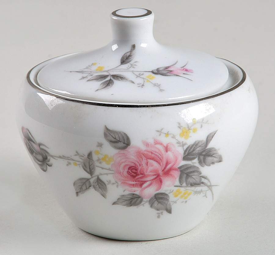Platinum Rose Mini Sugar Bowl & Lid by Japan-1