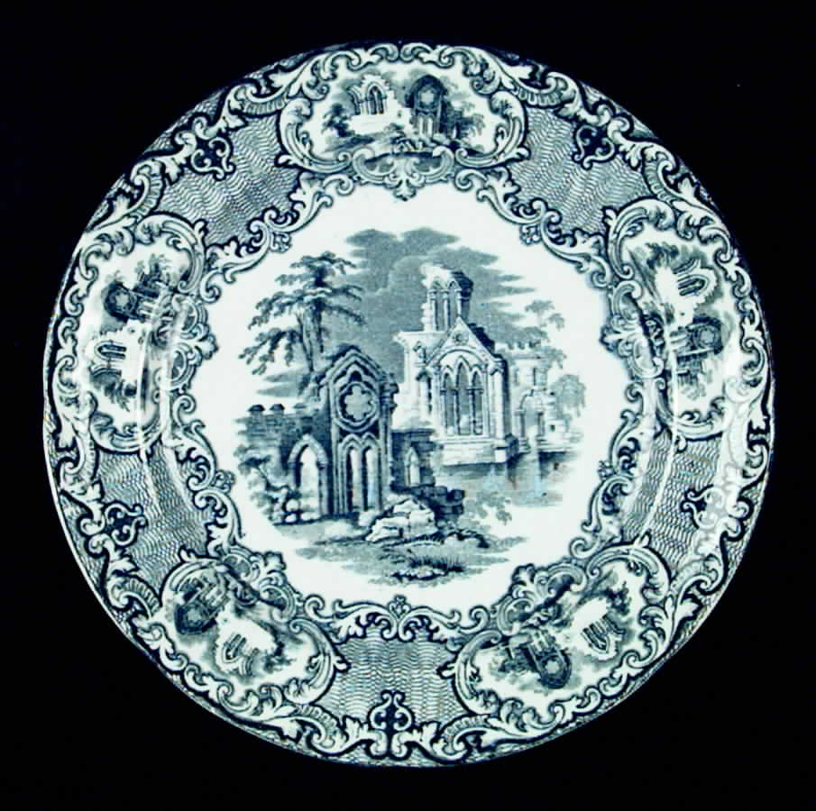 Abbey Black Dinner Plate by George Jones & Sons-1