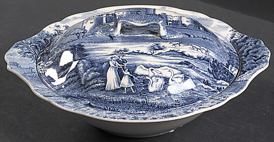 Castle Story Blue Round Covered Vegetable by Johnson Brothers-1