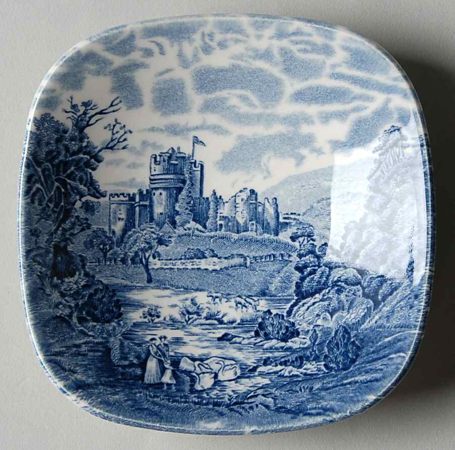 Castle Story Blue 4" Square Ashtray by Johnson Brothers-1