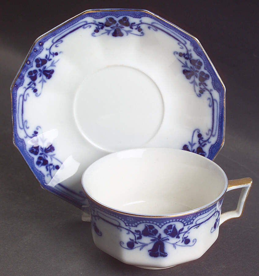 Royston (Gold Trim) Flat Cup & Saucer Set by Johnson Brothers-1