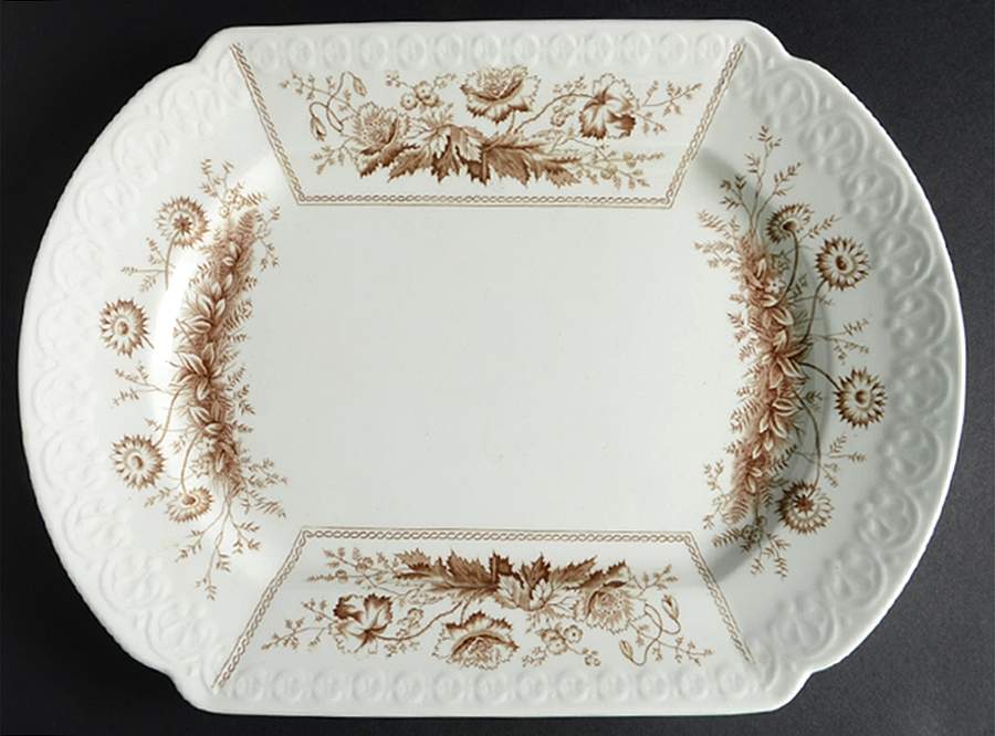 Sylvan Brown (Scalloped) 14" Oval Serving Platter by Johnson Brothers-1