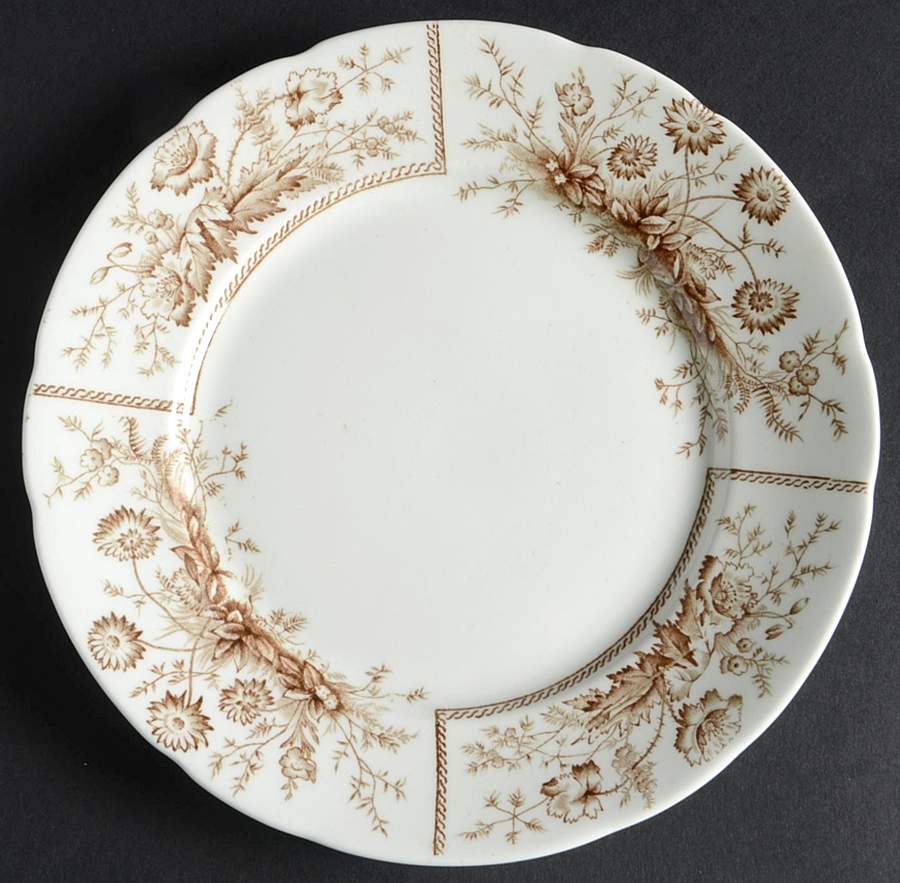 Sylvan Brown (Scalloped) Dessert/Pie Plate by Johnson Brothers-1