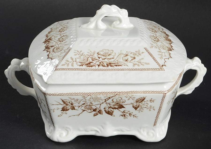 Sylvan Brown (Scalloped) Square Covered Butter by Johnson Brothers-1