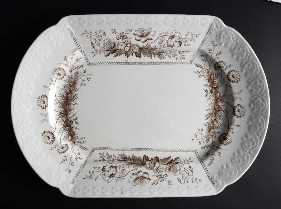 Sylvan Brown (Scalloped) 16" Oval Serving Platter by Johnson Brothers-1