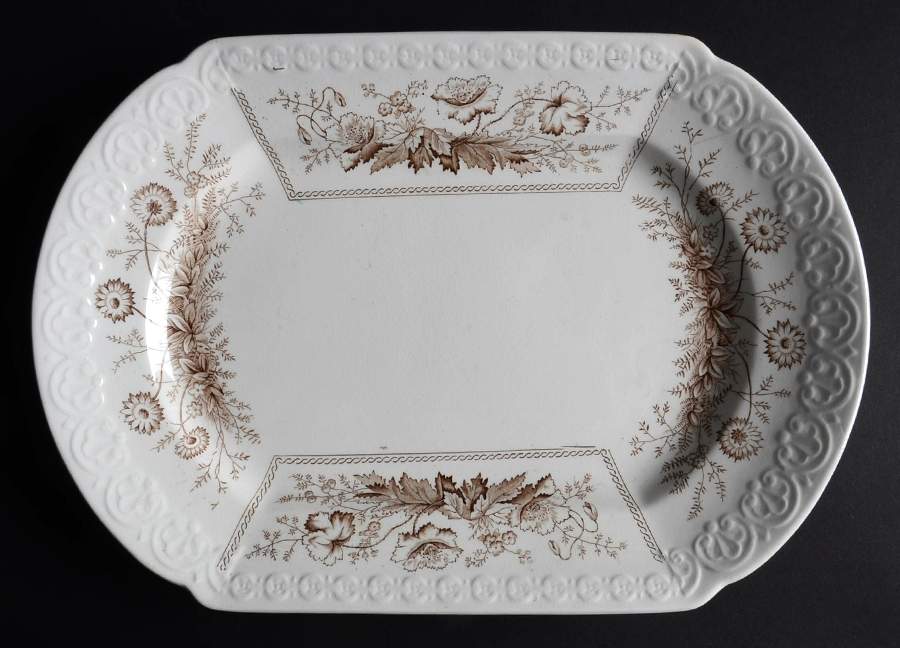 Sylvan Brown (Scalloped) 12" Oval Serving Platter by Johnson Brothers-1