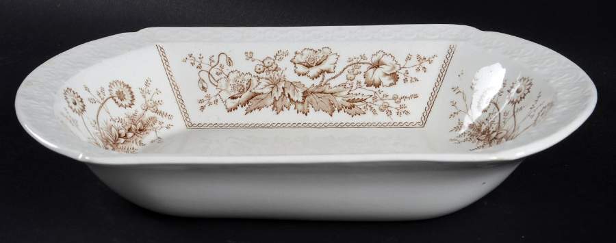 Sylvan Brown (Scalloped) 10" Oval Vegetable Bowl by Johnson Brothers-1