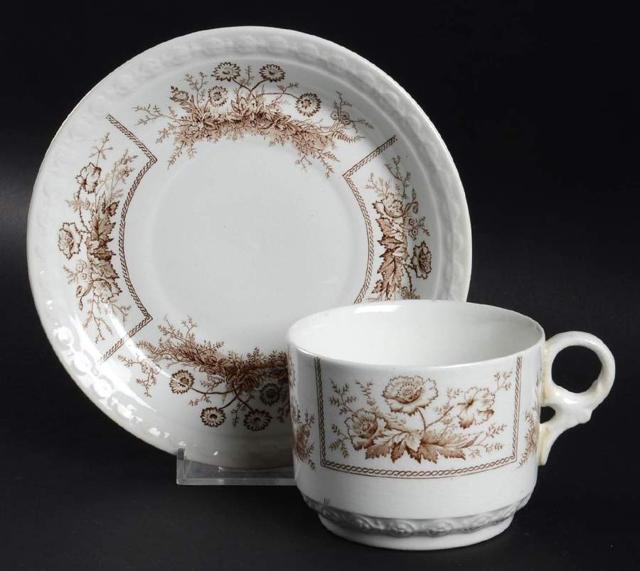 Sylvan Brown (Scalloped) Flat Cup & Saucer Set by Johnson Brothers-1