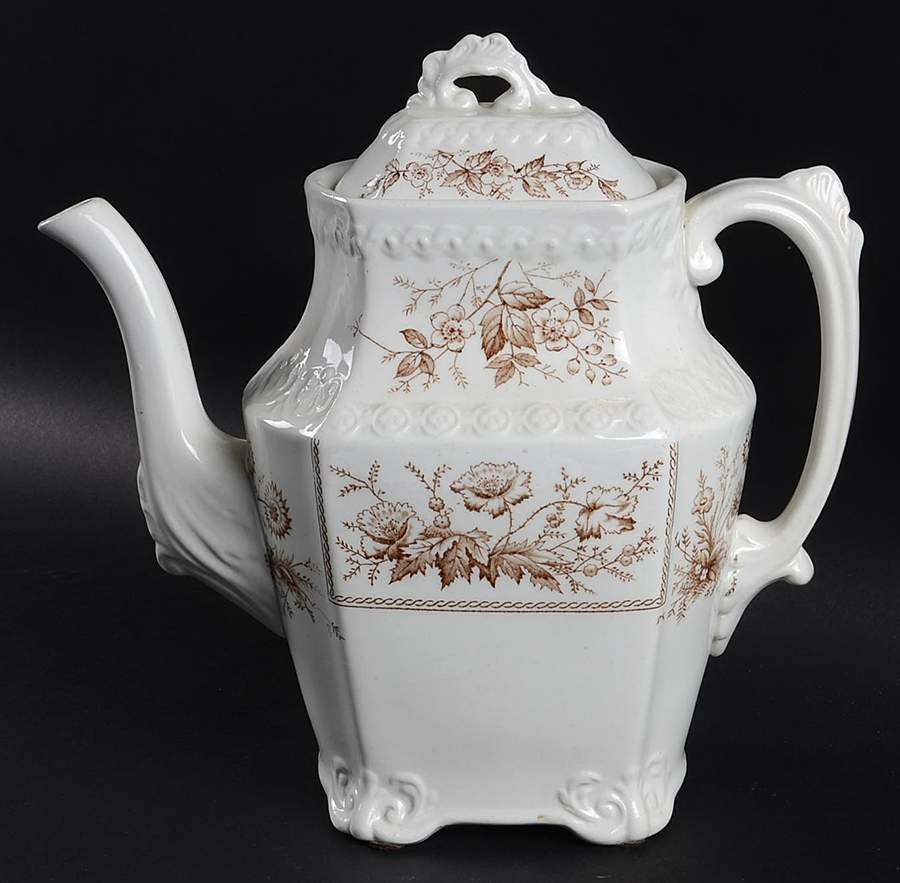 Sylvan Brown (Scalloped) Coffee Pot & Lid by Johnson Brothers-1