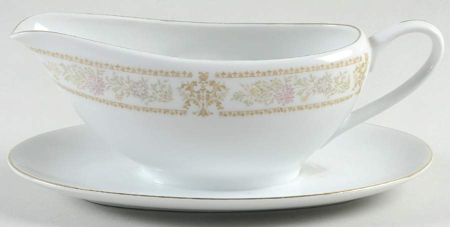 Reflective Gravy Boat with Attached Underplate by Japan-1