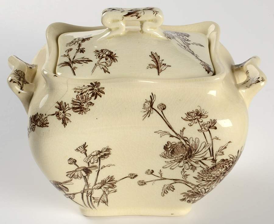 Chrysanthemum Sugar Bowl & Lid by George Jones & Sons-1