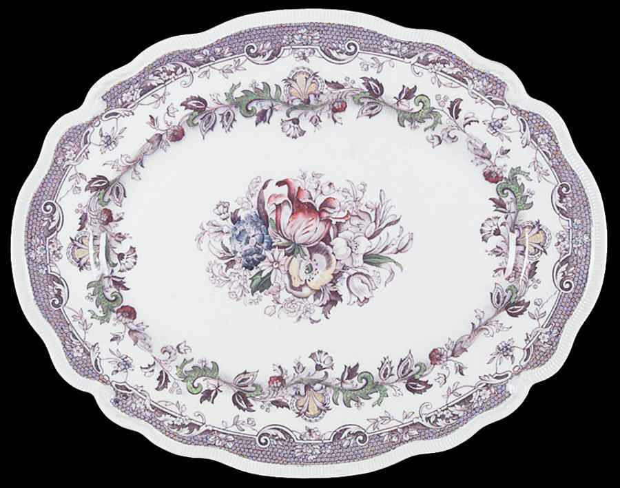 Persian Tulip Mulberry Multicolor 14" Oval Serving Platter by Johnson Brothers-1