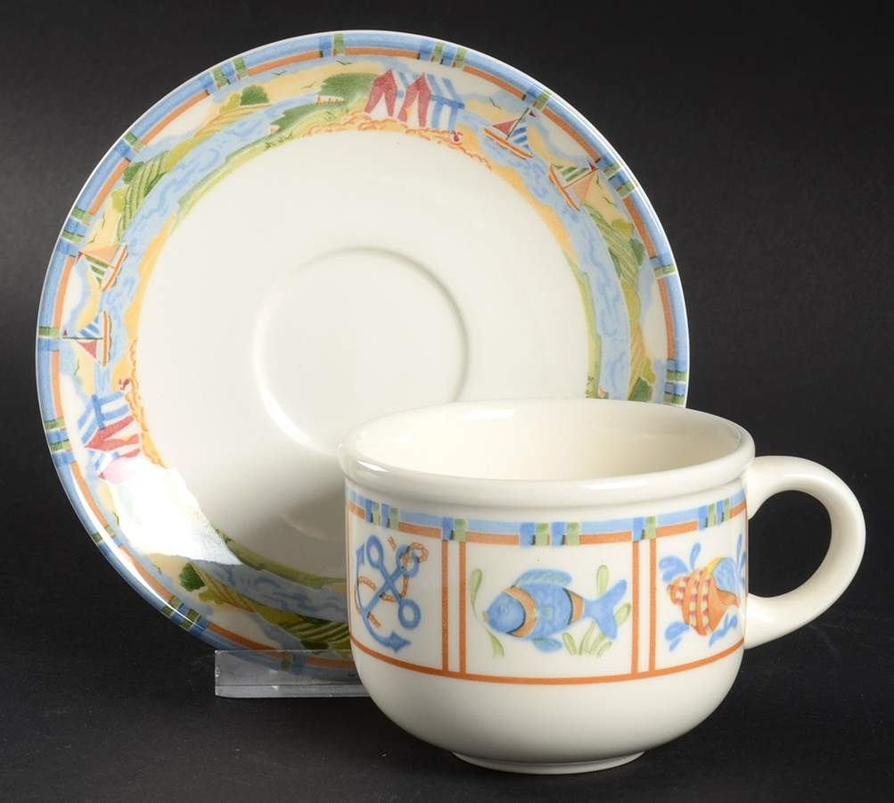 Seaside Flat Cup & Saucer Set by Johnson Brothers-1