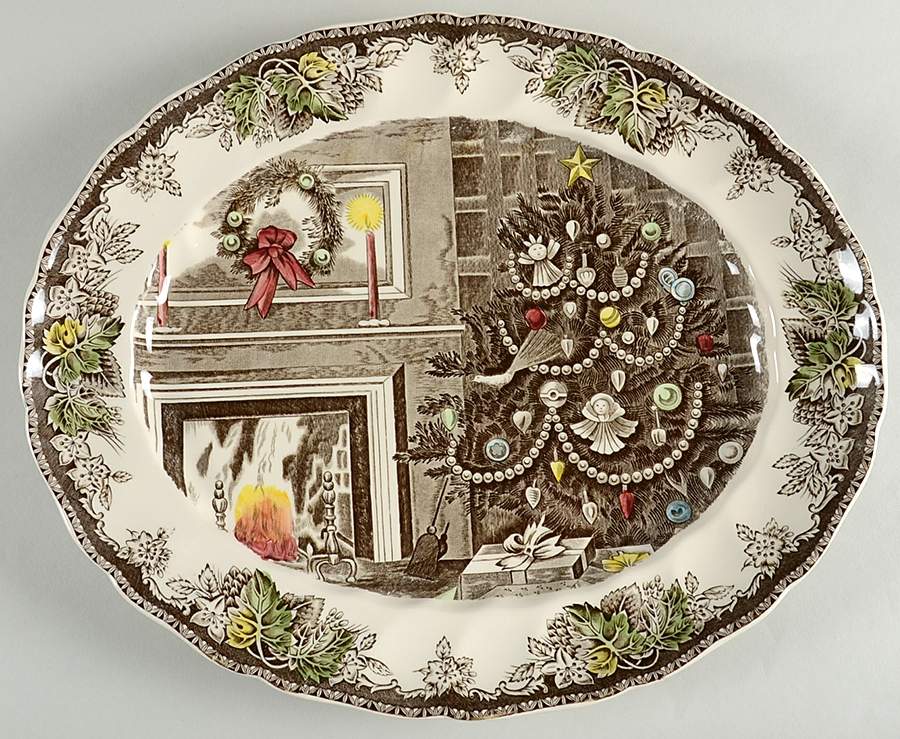 Friendly Village, The (Christmas) 15" Oval Serving Platter by Johnson Brothers-1