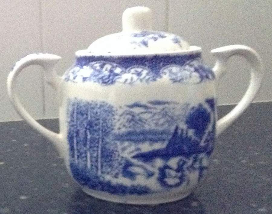 English Village Sugar Bowl & Lid by Roberts-1