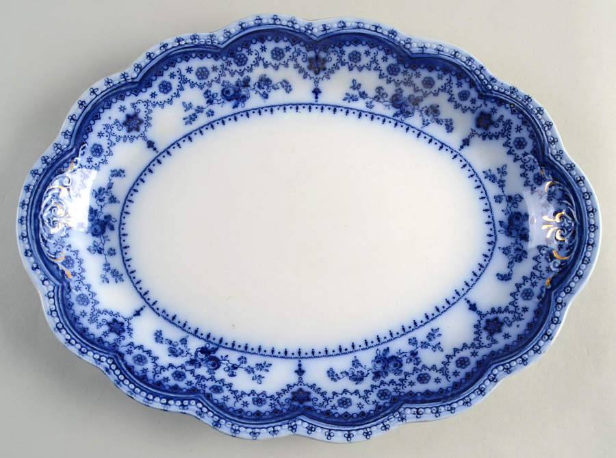Dorothy Flow Blue 14" Oval Serving Platter by Johnson Brothers-1
