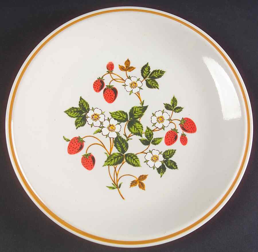 Strawberries N Cream (Coupe Quarter Inch Rim) Salad Plate by Japan-1