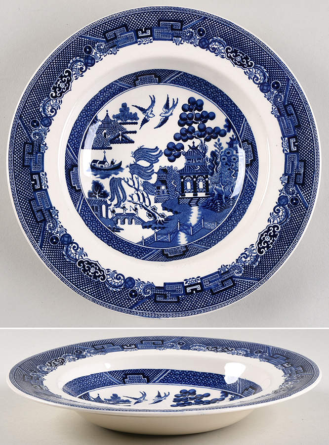 Willow Blue (Black & Blue Backstamps, Older) Large Rim Soup Bowl by Johnson Brothers-1