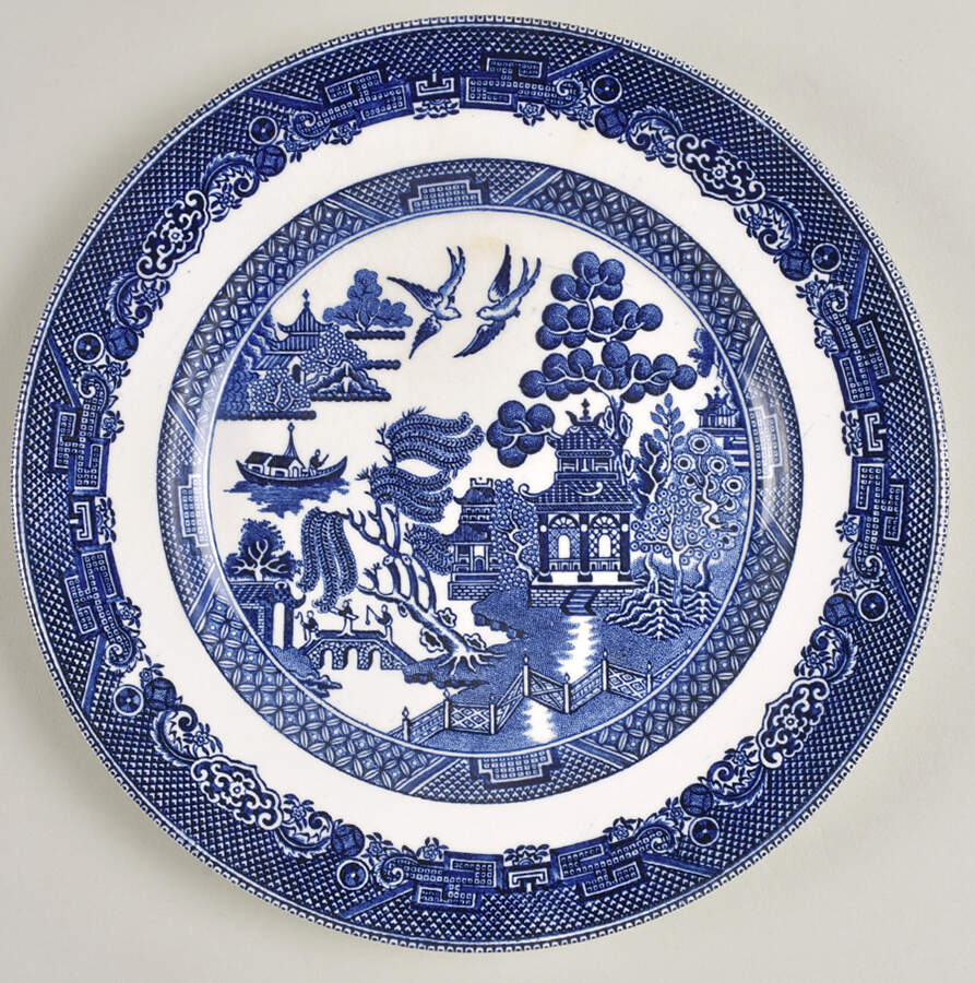 Willow Blue (Black & Blue Backstamps, Older) Salad Plate by Johnson Brothers-1