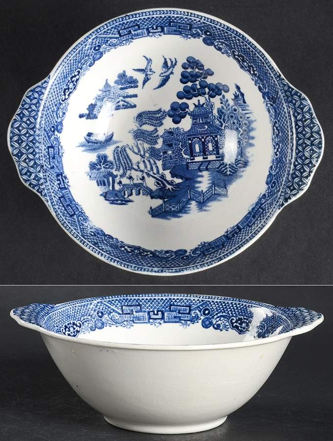 Willow Blue (Black & Blue Backstamps, Older) Lugged Cereal Bowl by Johnson Brothers-1