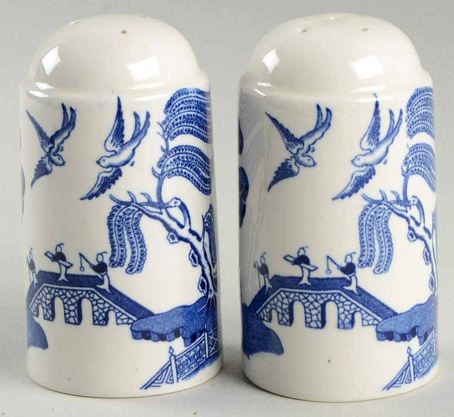 Willow Blue (Black & Blue Backstamps, Older) Salt & Pepper Set by Johnson Brothers-1