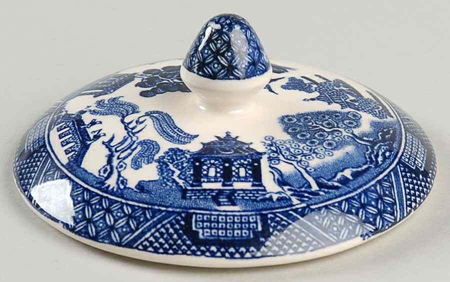 Willow Blue (Black & Blue Backstamps, Older) Lid for Sugar Bowl by Johnson Brothers-1