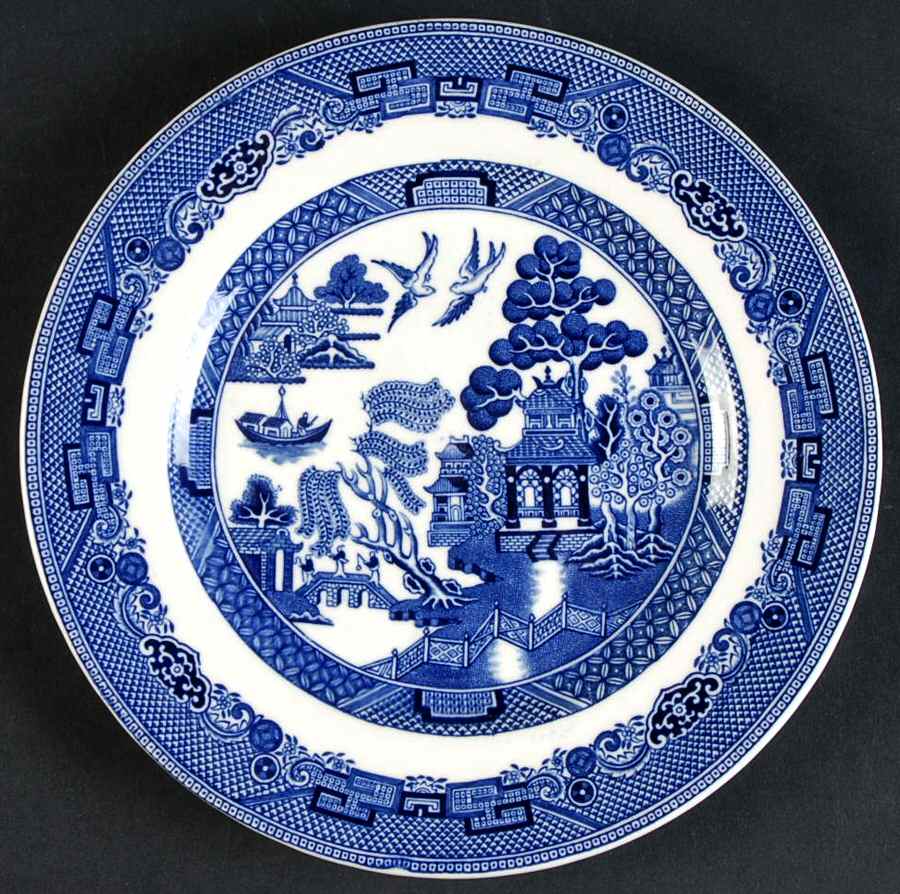 Willow Blue (Black & Blue Backstamps, Older) Dessert/Pie Plate by Johnson Brothers-1