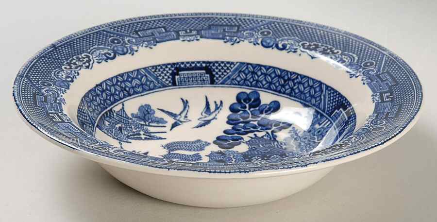 Willow Blue (Black & Blue Backstamps, Older) Rim Fruit/Dessert (Sauce) Bowl by Johnson Brothers-1