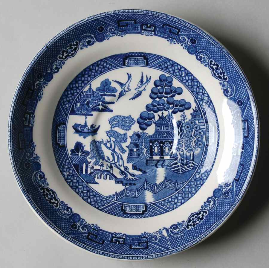 Willow Blue (Black & Blue Backstamps, Older) Saucer for Jumbo Cup by Johnson Brothers-1
