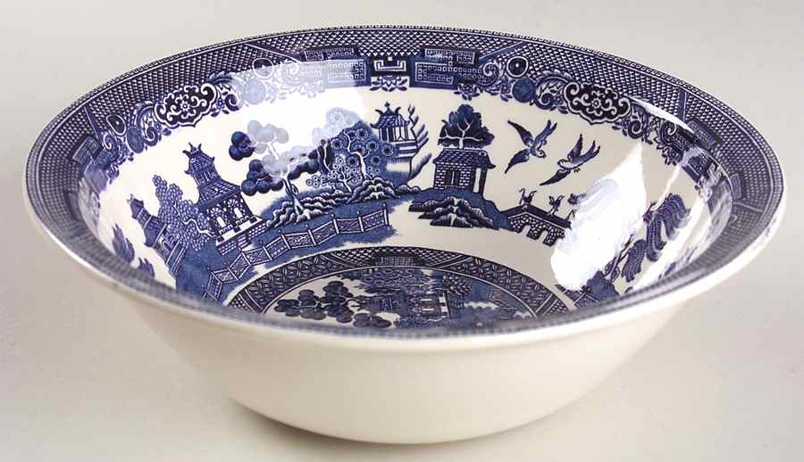 Willow Blue (Black & Blue Backstamps, Older) 8" Round Vegetable Bowl by Johnson Brothers-1