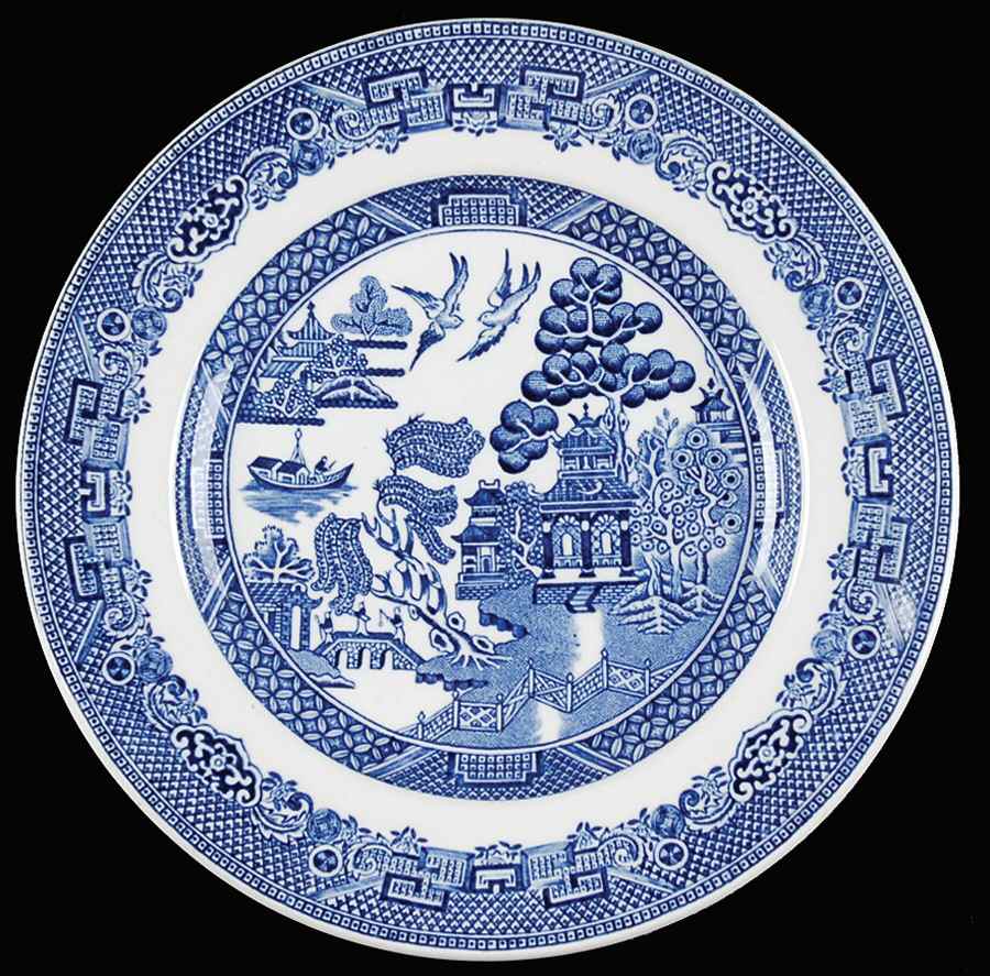 Willow Blue (Black & Blue Backstamps, Older) Bread & Butter Plate by Johnson Brothers-1