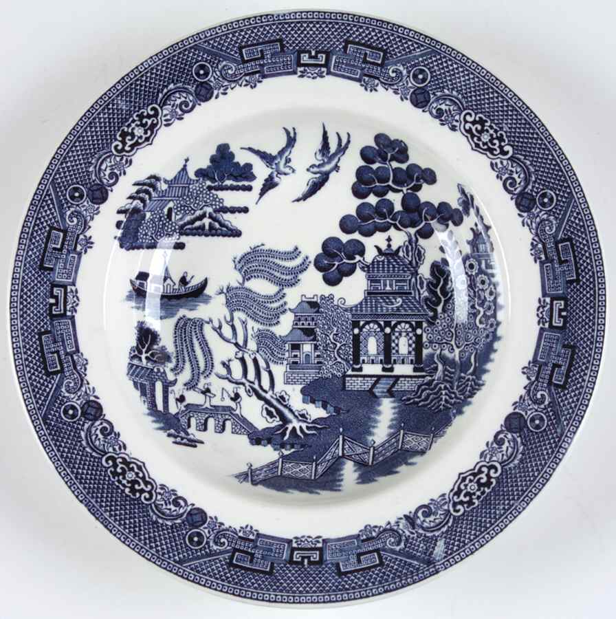 Willow Blue (Black & Blue Backstamps, Older) Rim Soup Bowl by Johnson Brothers-1