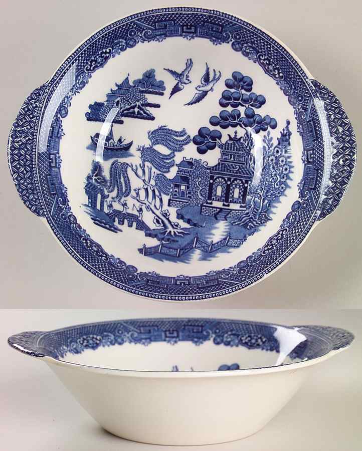Willow Blue (Black & Blue Backstamps, Older) Lugged Cereal Bowl by Johnson Brothers-1