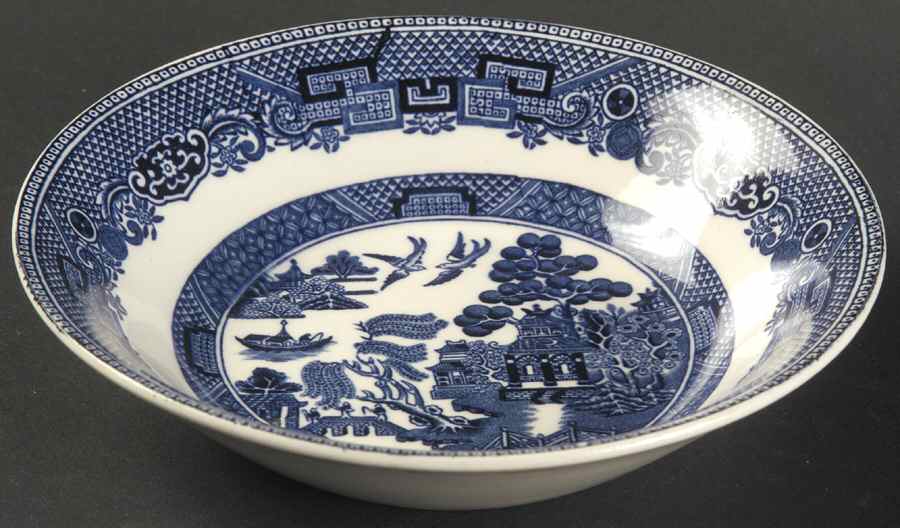 Willow Blue (Black & Blue Backstamps, Older) Fruit/Dessert (Sauce) Bowl by Johnson Brothers-1