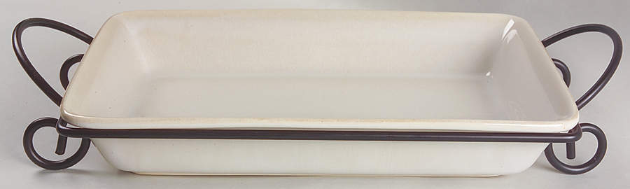 Variations Ivory 13" Rectangular Baker with Metal Stand by JCPenney-1