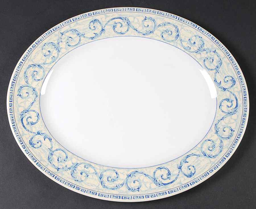 Acanthus Blue 13" Oval Serving Platter by Johnson Brothers-1