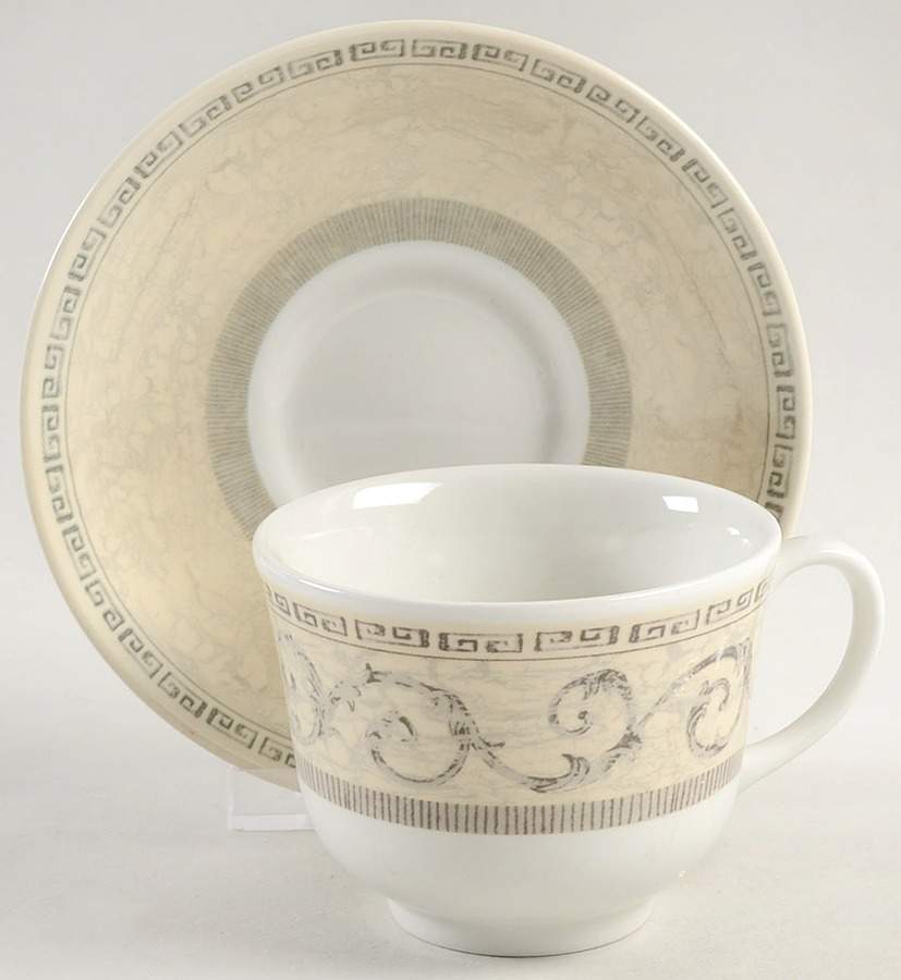 Acanthus Cream Footed Cup & Saucer Set by Johnson Brothers-1